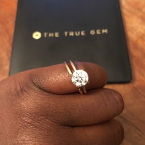 8mm Hearts and Arrows round E-F Moissanite Ring